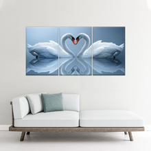 Load image into Gallery viewer, White Swan Couple With Love Heart-shaped Canvas Print Frames