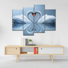 Load image into Gallery viewer, White Swan Couple With Love Heart-shaped Canvas Print Frames