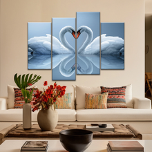 Load image into Gallery viewer, White Swan Couple With Love Heart-shaped Canvas Print Frames