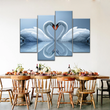 Load image into Gallery viewer, White Swan Couple With Love Heart-shaped Canvas Print Frames