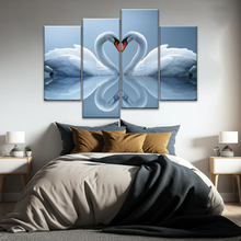 Load image into Gallery viewer, White Swan Couple With Love Heart-shaped Canvas Print Frames