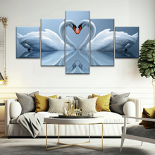 Load image into Gallery viewer, White Swan Couple With Love Heart-shaped Canvas Print Frames