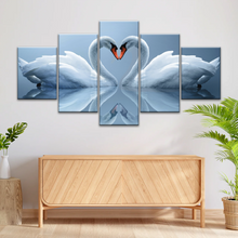 Load image into Gallery viewer, White Swan Couple With Love Heart-shaped Canvas Print Frames