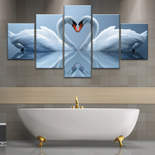 Load image into Gallery viewer, White Swan Couple With Love Heart-shaped Canvas Print Frames