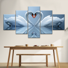 Load image into Gallery viewer, White Swan Couple With Love Heart-shaped Canvas Print Frames