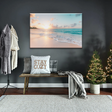Load image into Gallery viewer, White Sand Beach With Calm Water at Sunset Wall Art