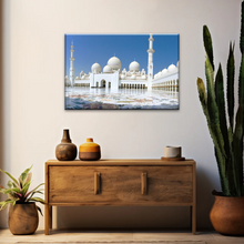 Load image into Gallery viewer, Abu Dhabi Islamic Architecture White Mosque Under Sunlight Wall Art