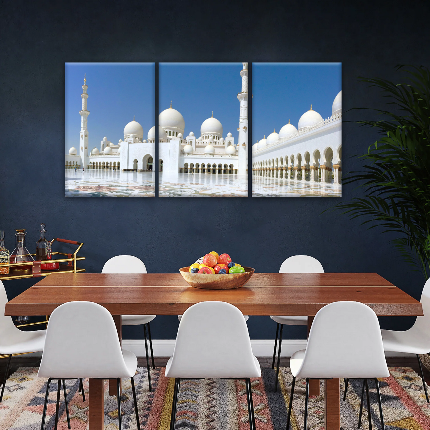 Abu Dhabi Islamic Architecture White Mosque Under Sunlight Wall Art