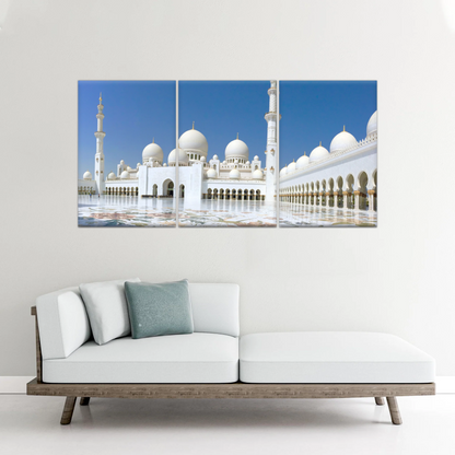 Abu Dhabi Islamic Architecture White Mosque Under Sunlight Wall Art