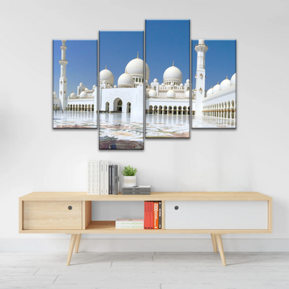 Abu Dhabi Islamic Architecture White Mosque Under Sunlight Wall Art