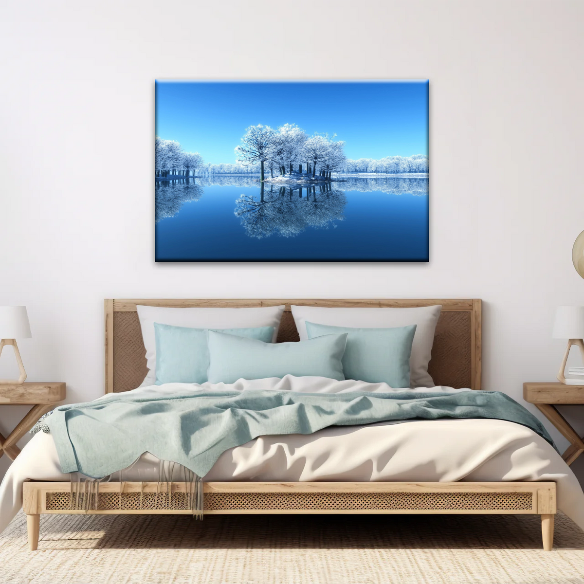 Snow-covered Trees on The Lake Wall Art - Personalised Canvas Art