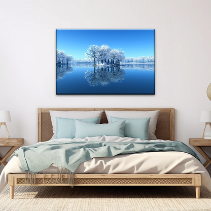 Snow-covered Trees on The Lake Wall Art