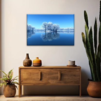 Snow-covered Trees on The Lake Wall Art
