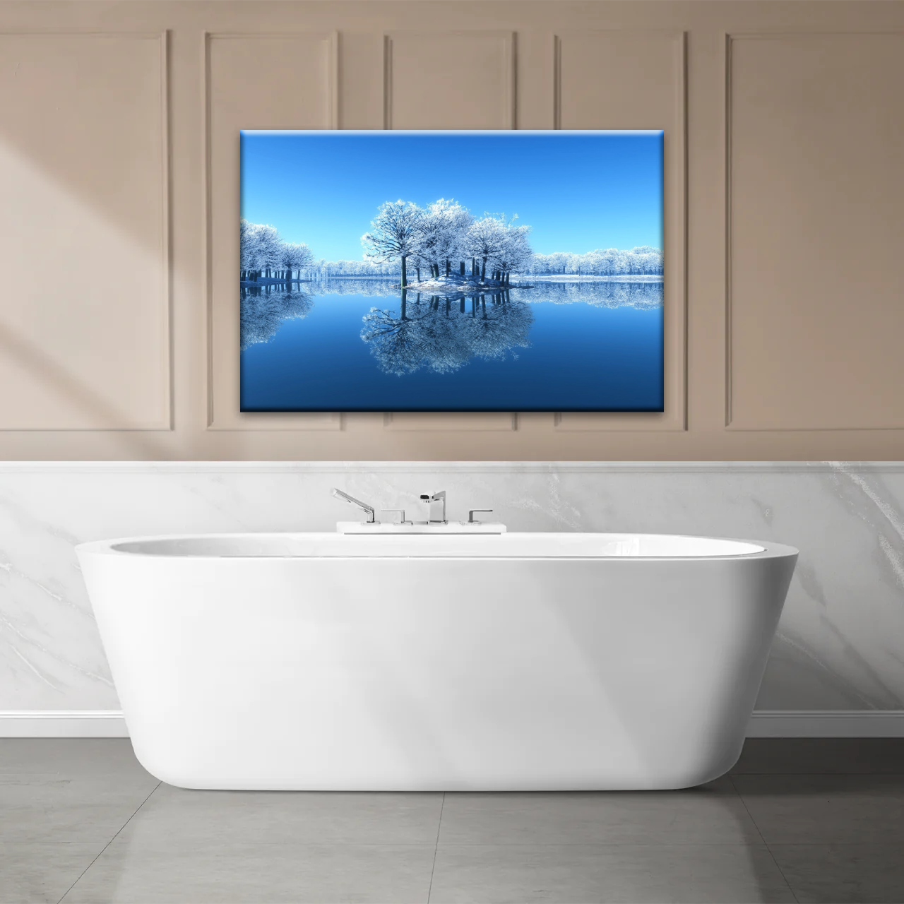 Snow-covered Trees on The Lake Wall Art