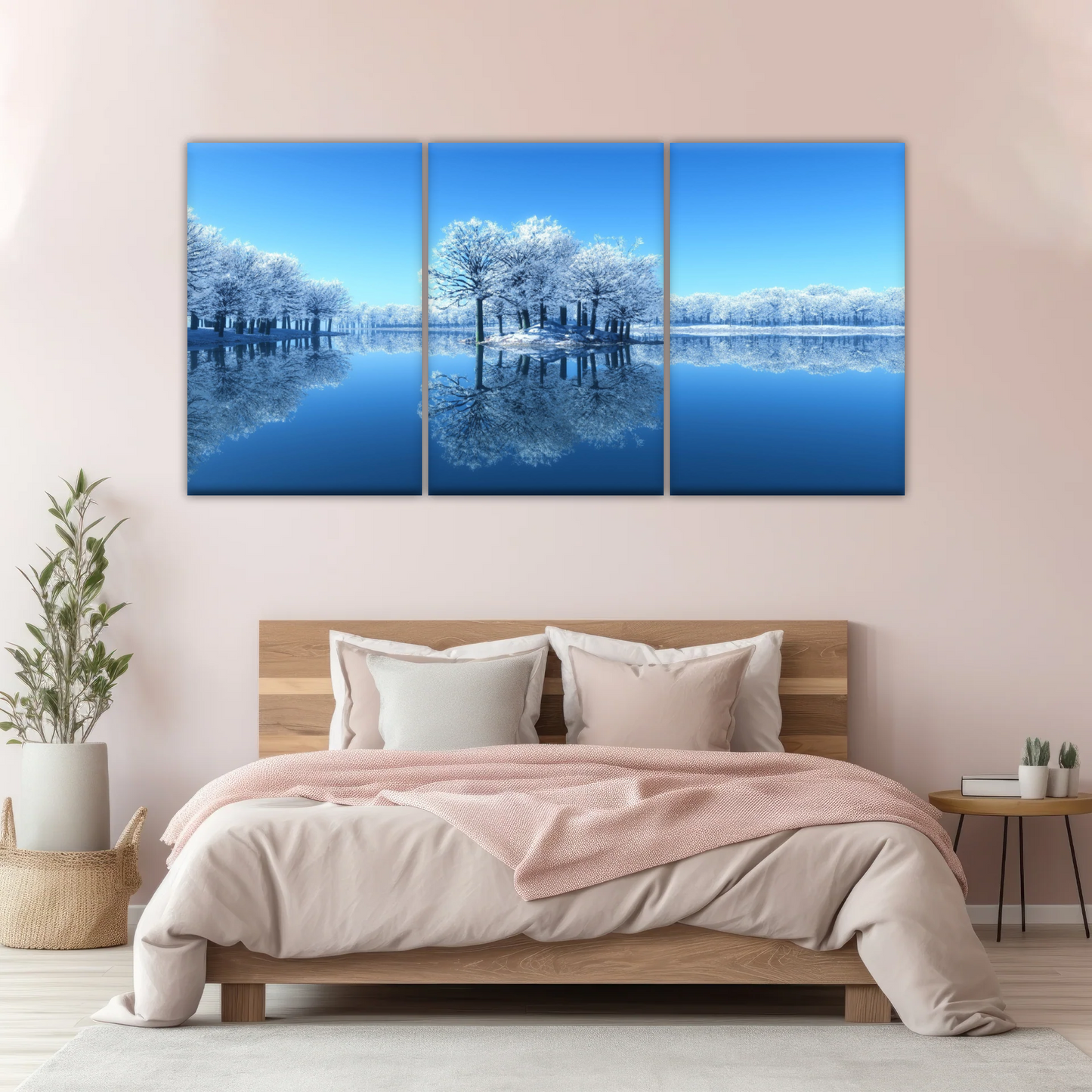 Snow-covered Trees on The Lake Wall Art