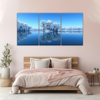 Snow-covered Trees on The Lake Wall Art