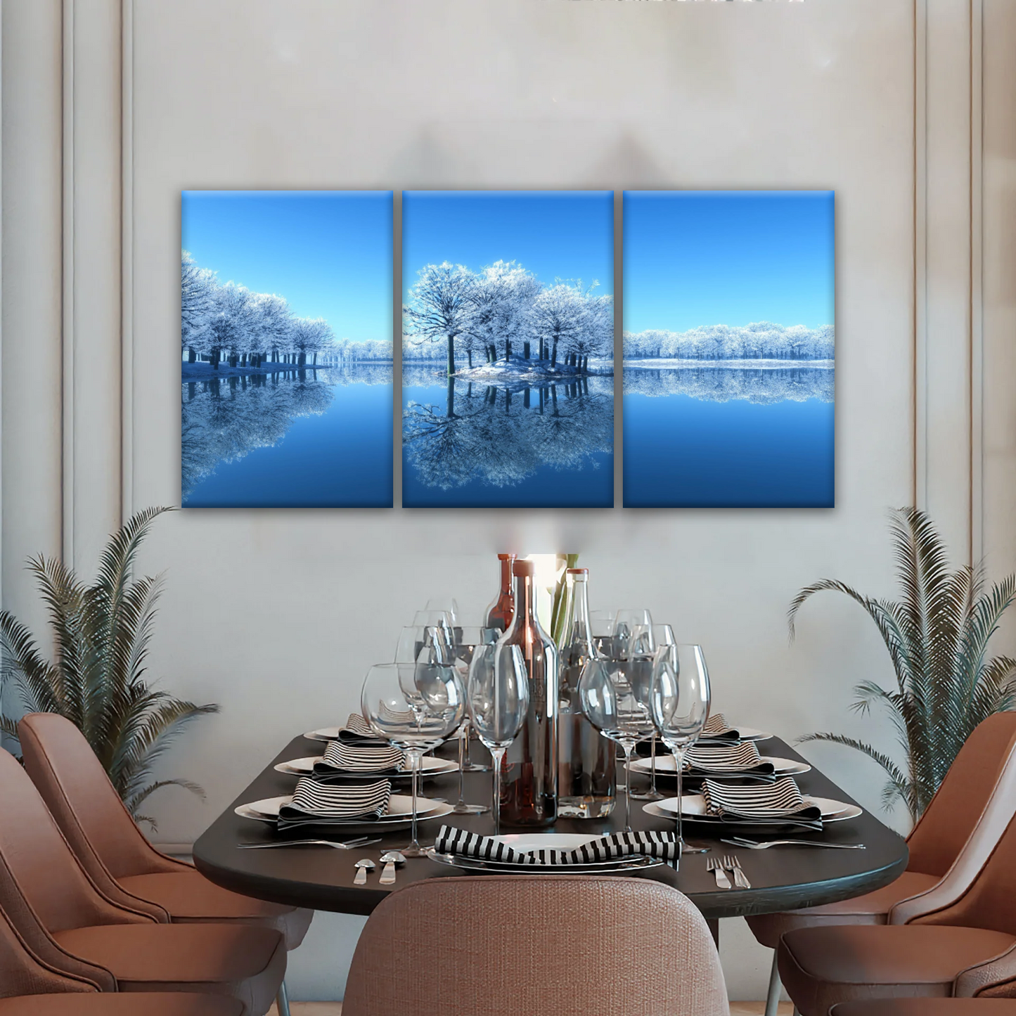 Snow-covered Trees on The Lake Wall Art