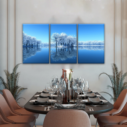 Snow-covered Trees on The Lake Wall Art