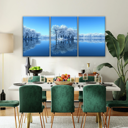 Snow-covered Trees on The Lake Wall Art