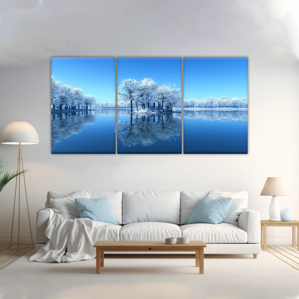 Snow-covered Trees on The Lake Wall Art - Personalised Canvas Art
