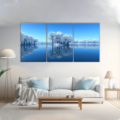 Snow-covered Trees on The Lake Wall Art