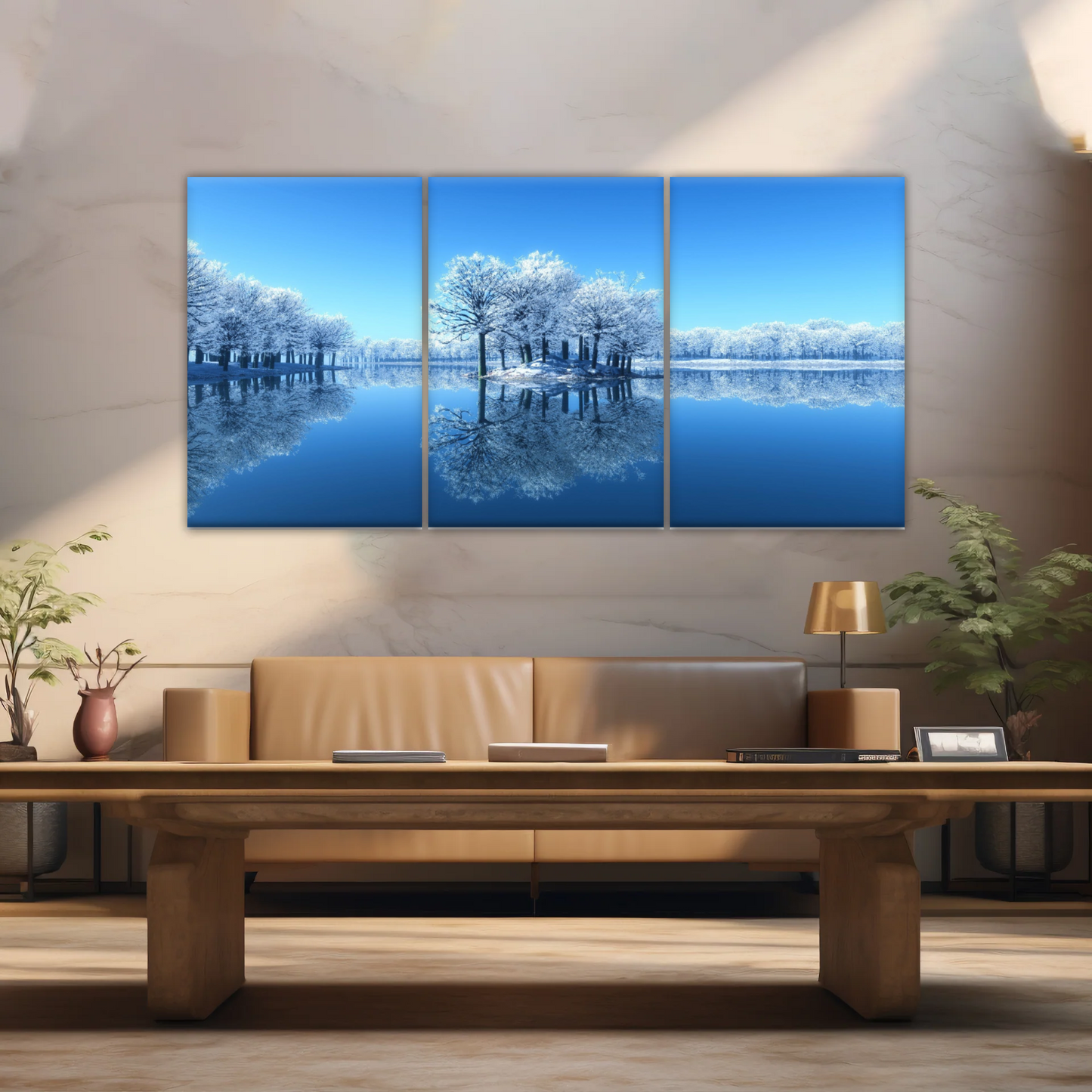 Snow-covered Trees on The Lake Wall Art