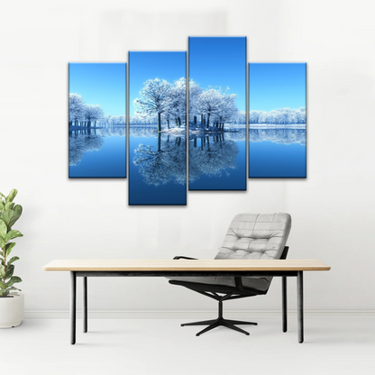 Snow-covered Trees on The Lake Wall Art