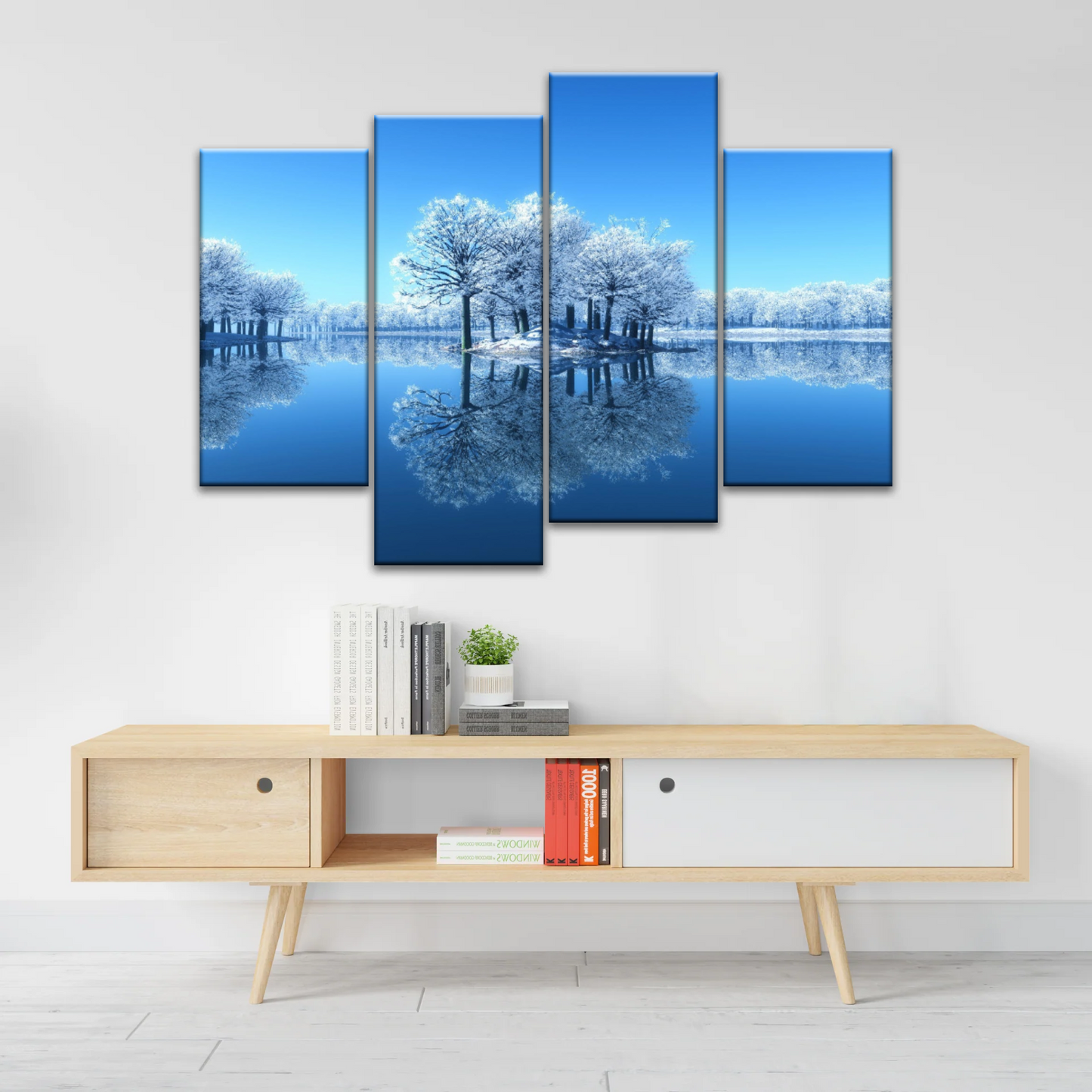 Snow-covered Trees on The Lake Wall Art