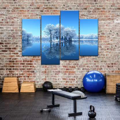 Snow-covered Trees on The Lake Wall Art