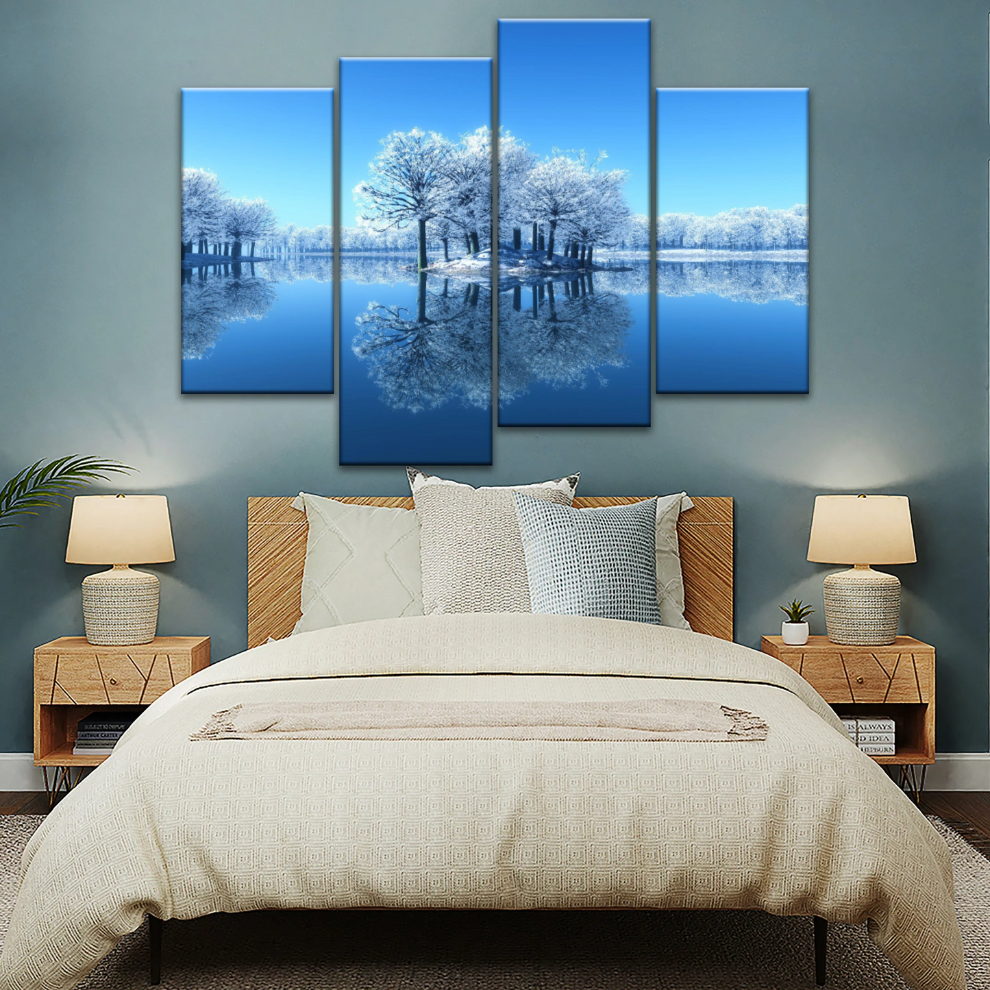 Snow-covered Trees on The Lake Wall Art