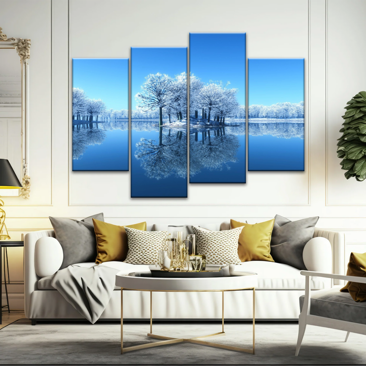 Snow-covered Trees on The Lake Wall Art - Personalised Canvas Art