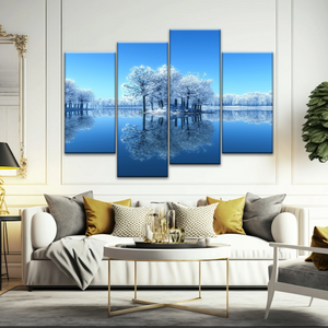 Snow-covered Trees on The Lake Wall Art
