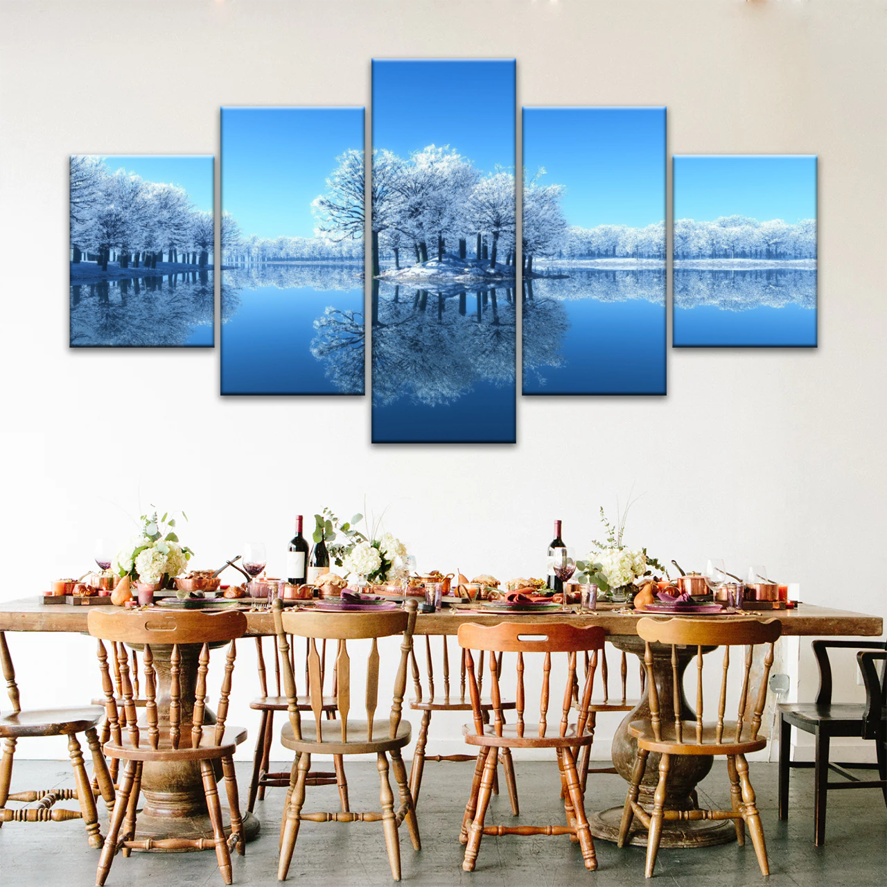 Snow-covered Trees on The Lake Wall Art
