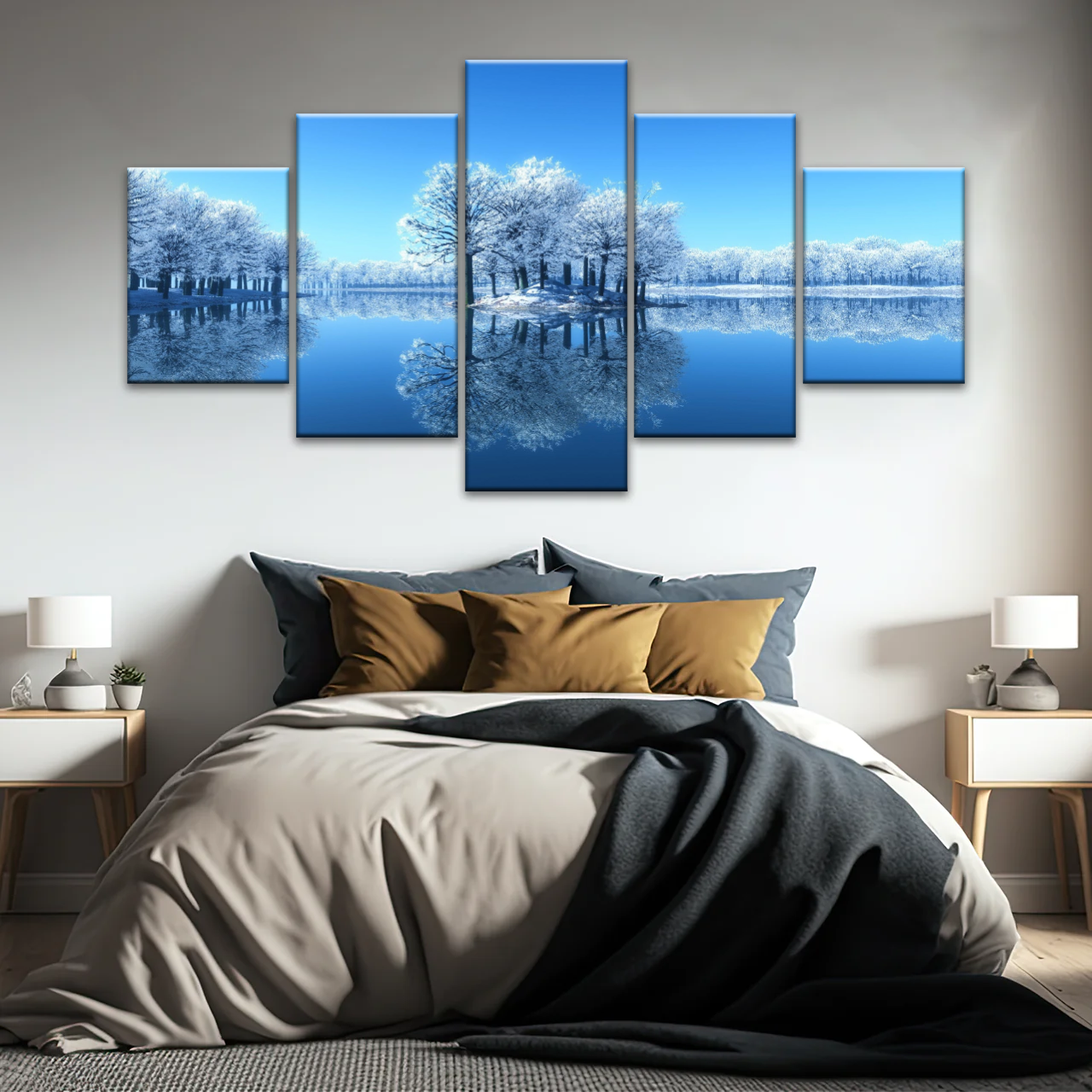 Snow-covered Trees on The Lake Wall Art