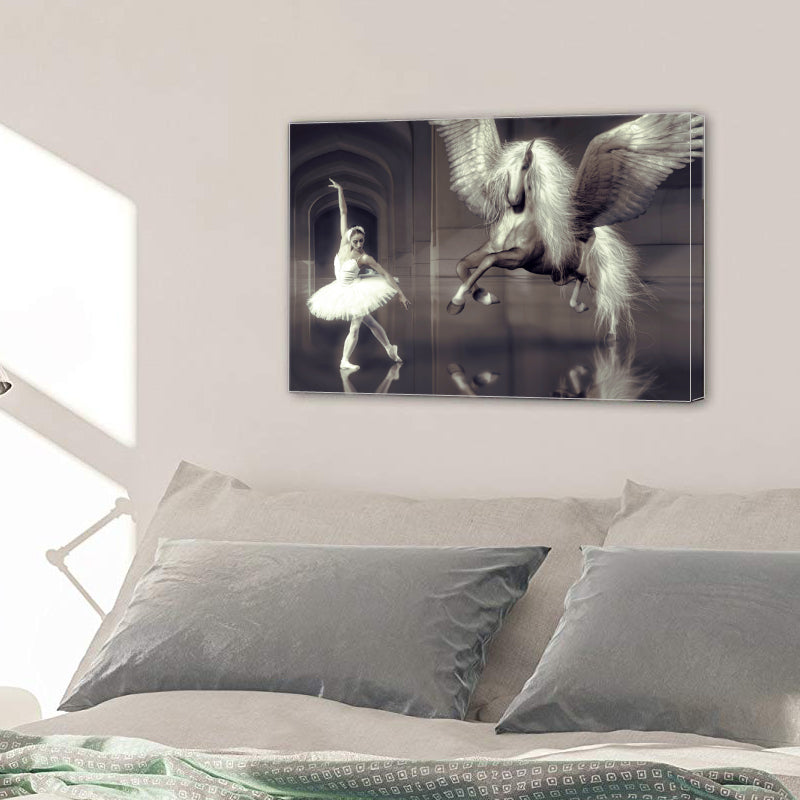 Dance Ballet Elegant Girl Dancer Horse Wing Hall Canvas Prints Home Decor Wall Art - Canvas Print Sale