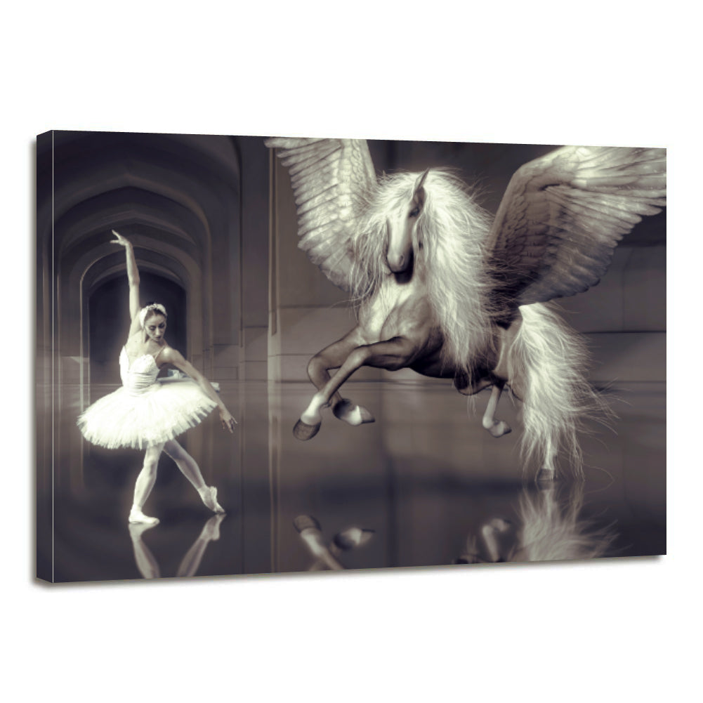 Dance Ballet Elegant Girl Dancer Horse Wing Hall Canvas Prints Home Decor Wall Art - Canvas Print Sale
