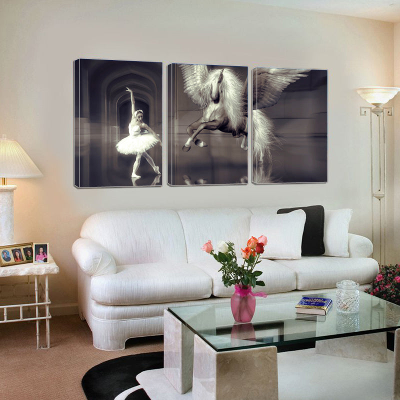 Dance Ballet Elegant Girl Dancer Horse Wing Hall Canvas Prints Home Decor Wall Art - Canvas Print Sale
