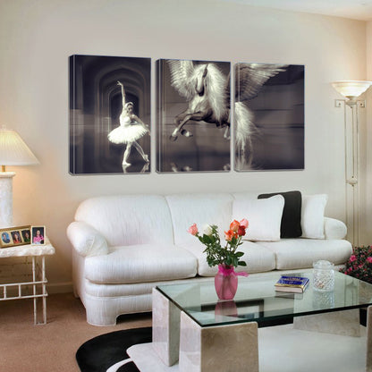 Dance Ballet Elegant Girl Dancer Horse Wing Hall Canvas Prints Home Decor Wall Art - Canvas Print Sale