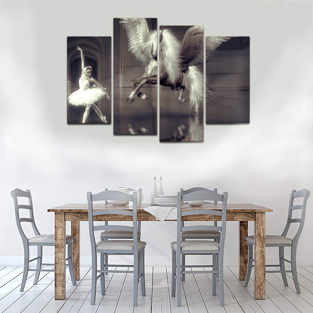 Dance Ballet Elegant Girl Dancer Horse Wing Hall Canvas Prints Home Decor Wall Art - Canvas Print Sale