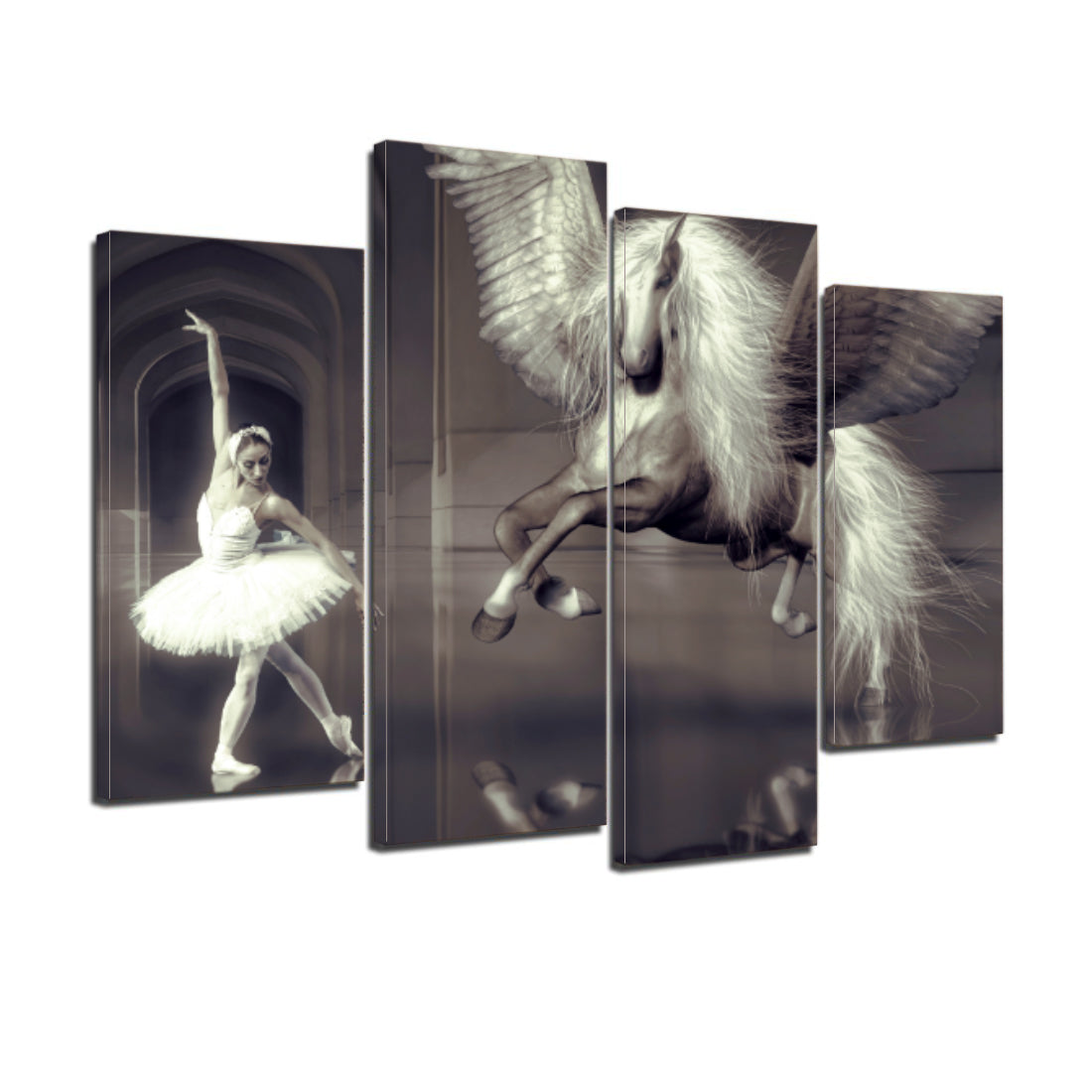 Dance Ballet Elegant Girl Dancer Horse Wing Hall Canvas Prints Home Decor Wall Art - Canvas Print Sale