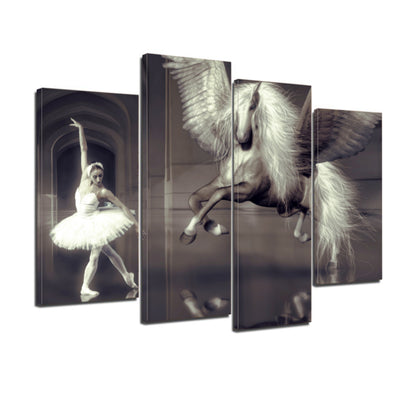 Dance Ballet Elegant Girl Dancer Horse Wing Hall Canvas Prints Home Decor Wall Art - Canvas Print Sale