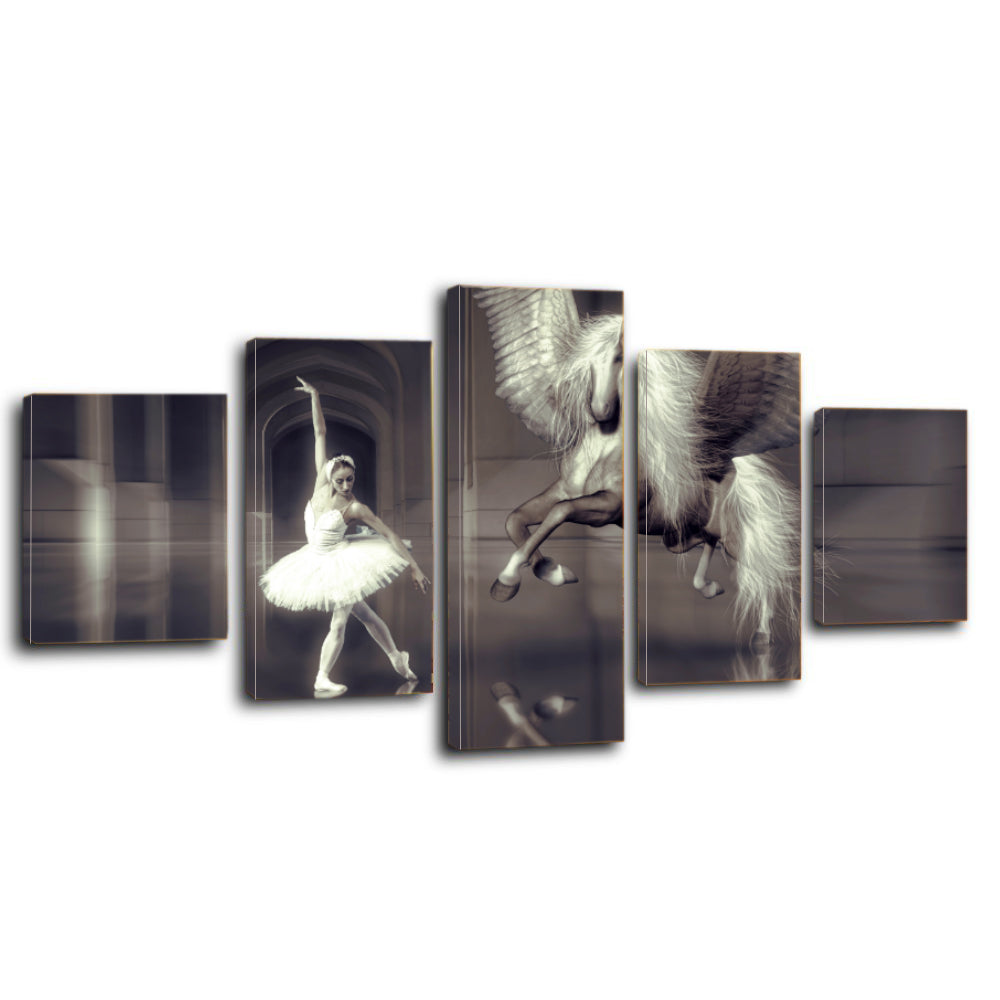 Dance Ballet Elegant Girl Dancer Horse Wing Hall Canvas Prints Home Decor Wall Art - Canvas Print Sale