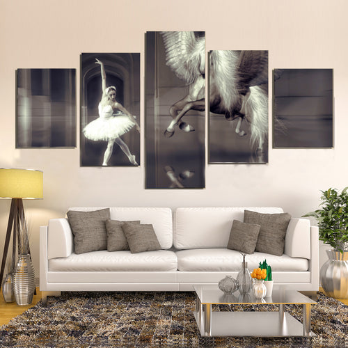 Dance Ballet Elegant Girl Dancer Horse Wing Hall Canvas Prints Home Decor Wall Art - Canvas Print Sale