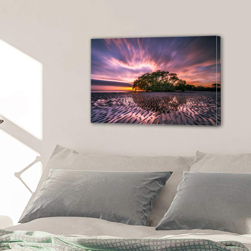 Beach Landscape Low Tide Reflection Waves Ripples Canvas Prints Wall Art Home Decor - Canvas Print Sale