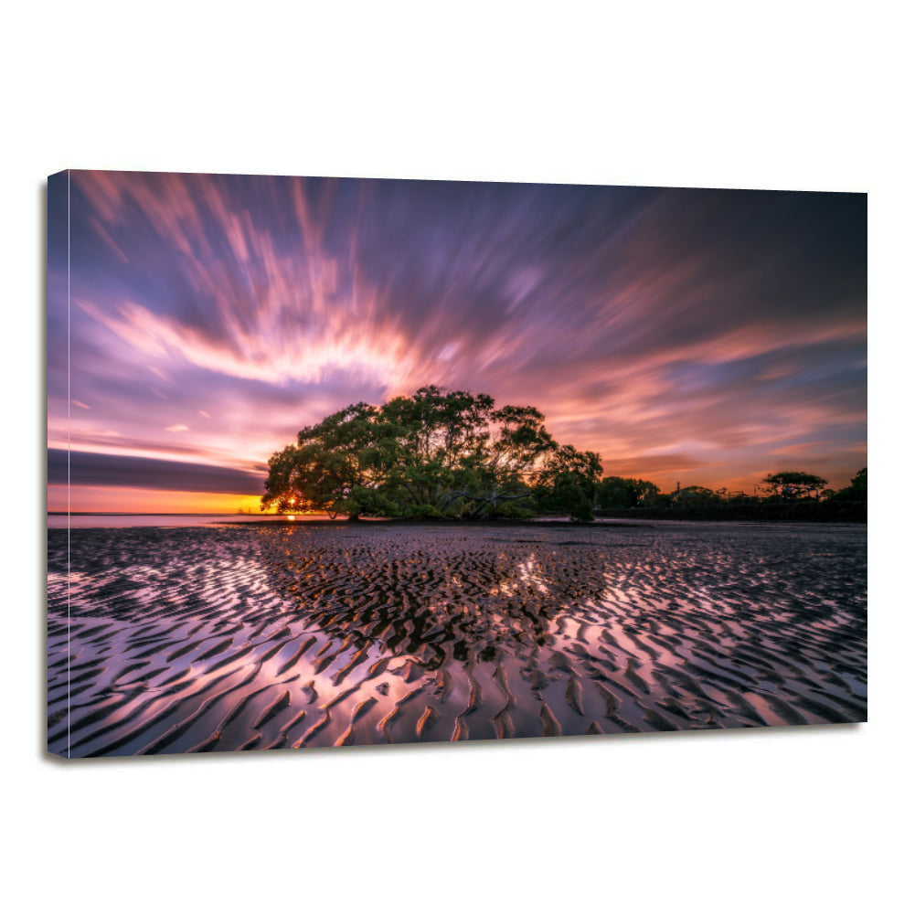 Beach Landscape Low Tide Reflection Waves Ripples Canvas Prints Wall Art Home Decor - Canvas Print Sale