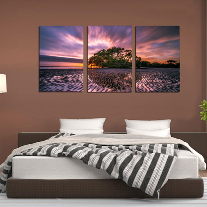 Beach Landscape Low Tide Reflection Waves Ripples Canvas Prints Wall Art Home Decor - Canvas Print Sale