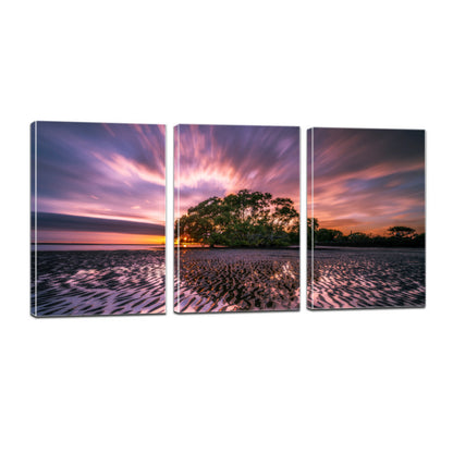 Beach Landscape Low Tide Reflection Waves Ripples Canvas Prints Wall Art Home Decor - Canvas Print Sale