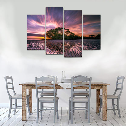 Beach Landscape Low Tide Reflection Waves Ripples Canvas Prints Wall Art Home Decor - Canvas Print Sale