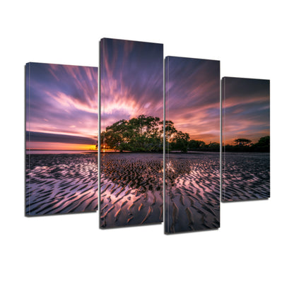 Beach Landscape Low Tide Reflection Waves Ripples Canvas Prints Wall Art Home Decor - Canvas Print Sale