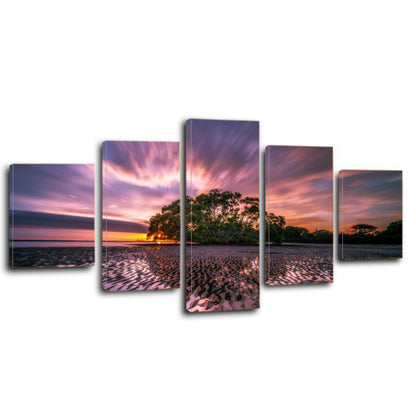 Beach Landscape Low Tide Reflection Waves Ripples Canvas Prints Wall Art Home Decor - Canvas Print Sale